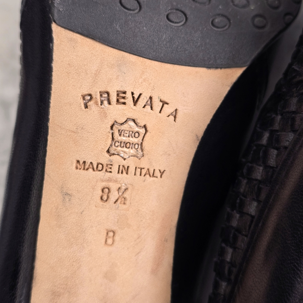 PREVATA Italian Black Woven Leather Pumps 8.5 EUC